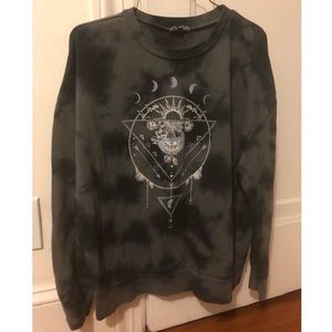 Tie-dye Gray Sweatshirt with Celestial Pattern